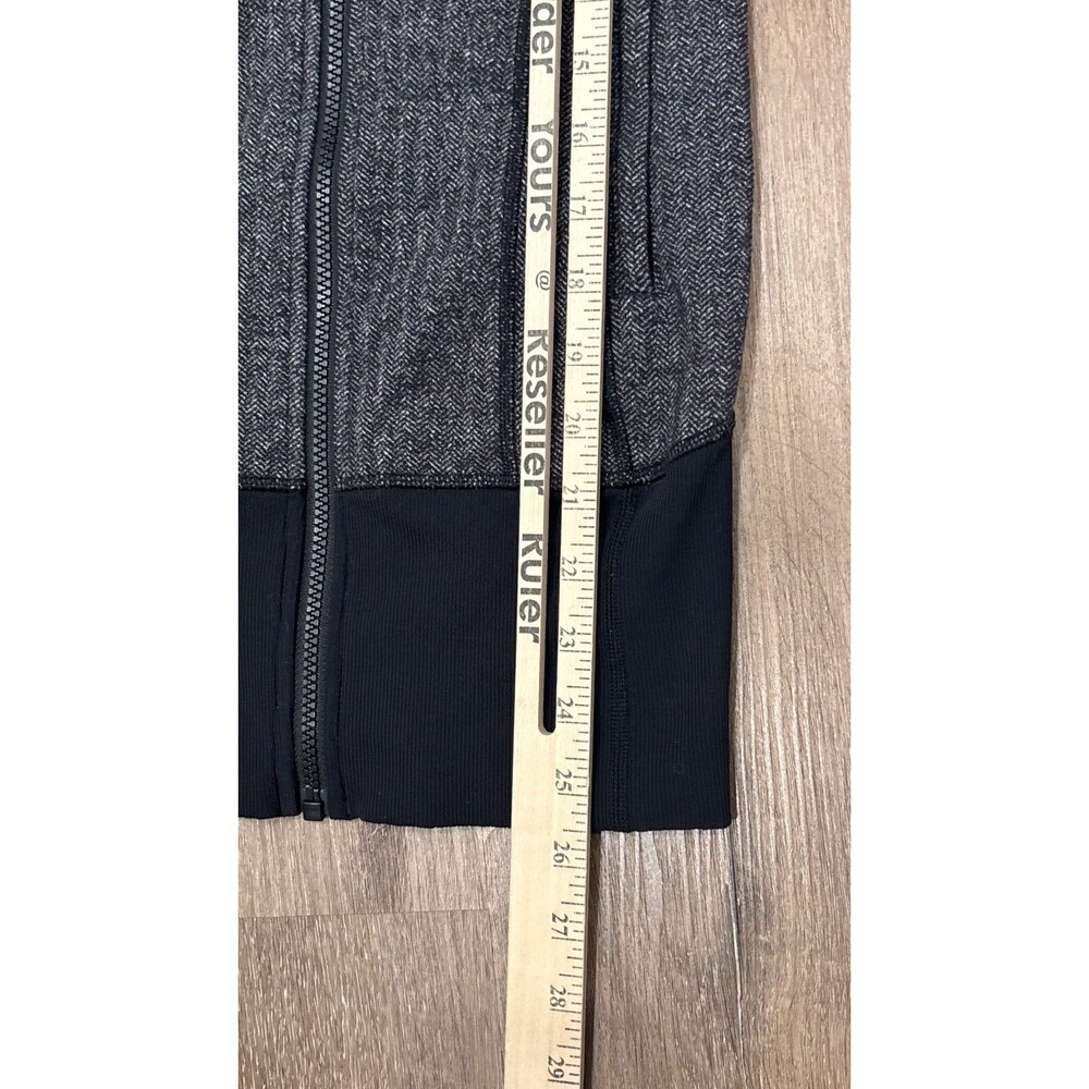 Lululemon Hoodie Herringbone Black Womens Size 2 Full Zip Thumbholes Jacket - Picture 6 of 11